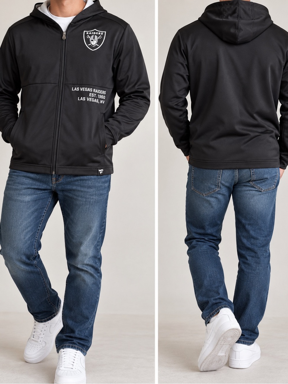 Las Vegas Raiders Fanatics men’s medium full zip hooded jacket black